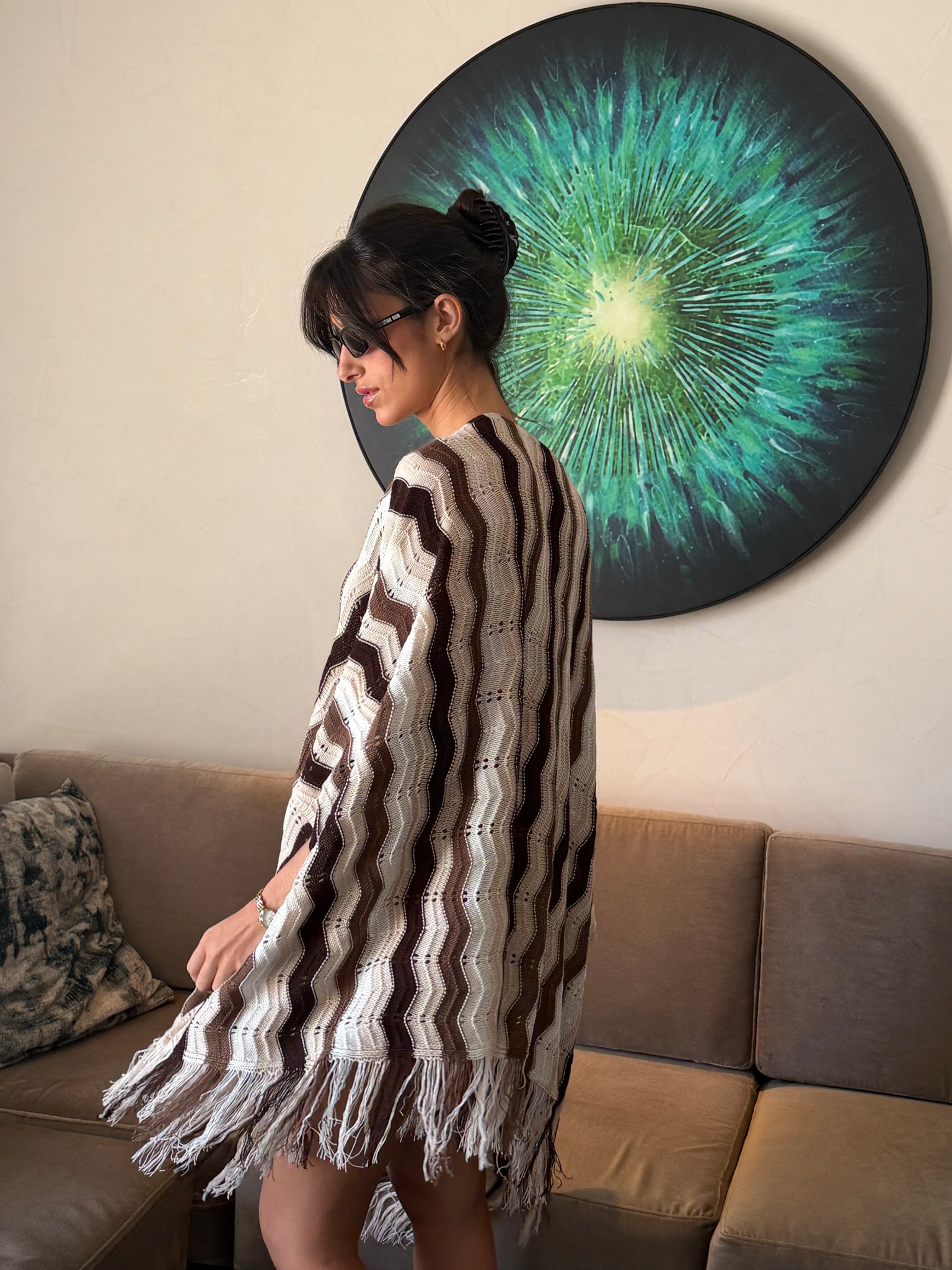 Wiggly Waves cape in creme