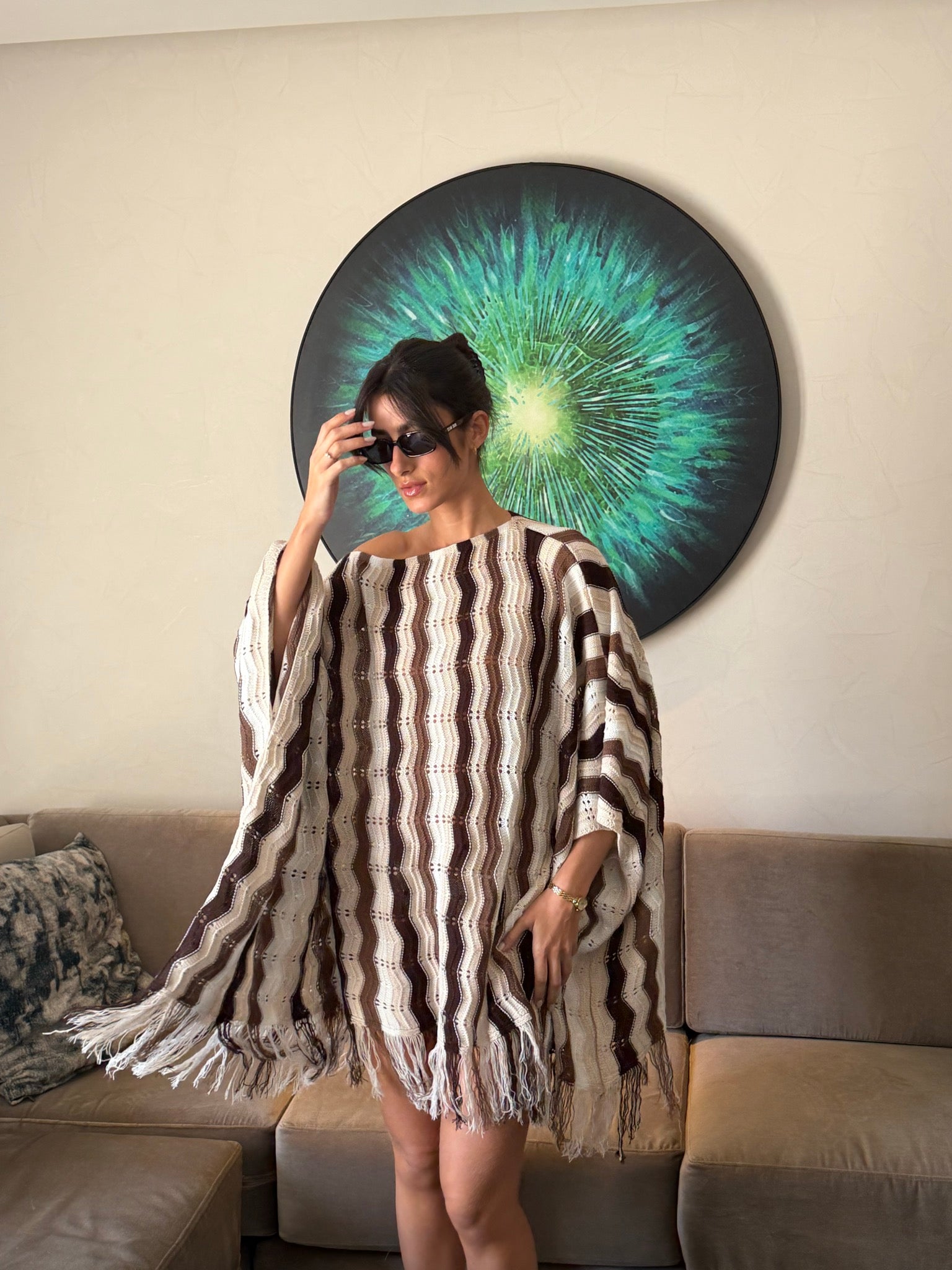 Wiggly Waves cape in creme