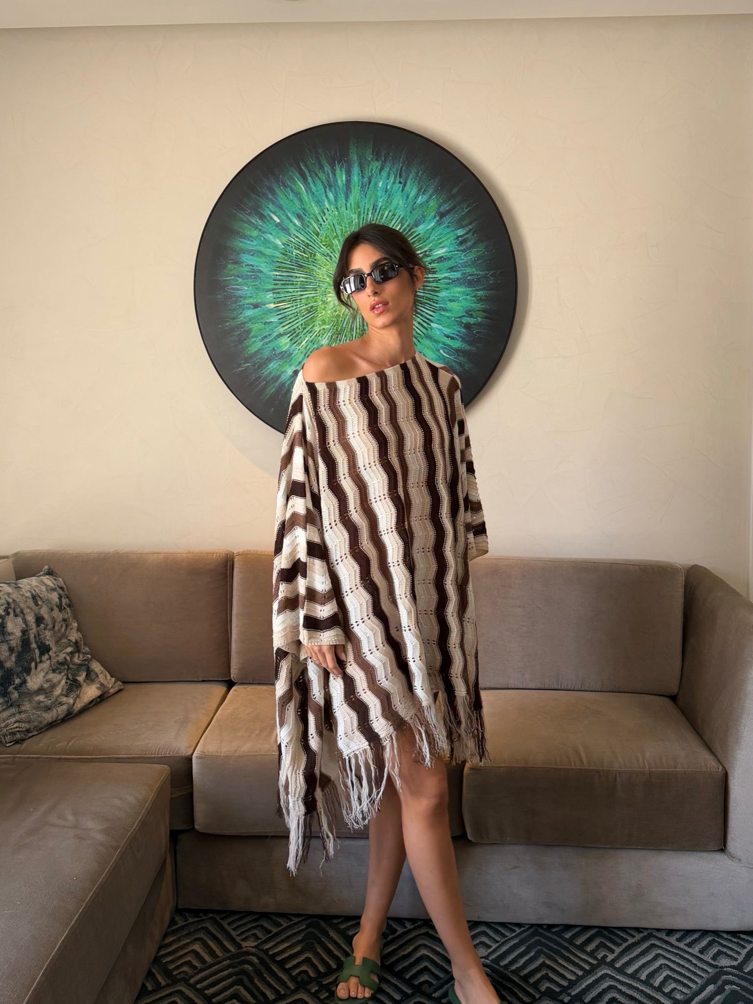 Wiggly Waves cape in creme