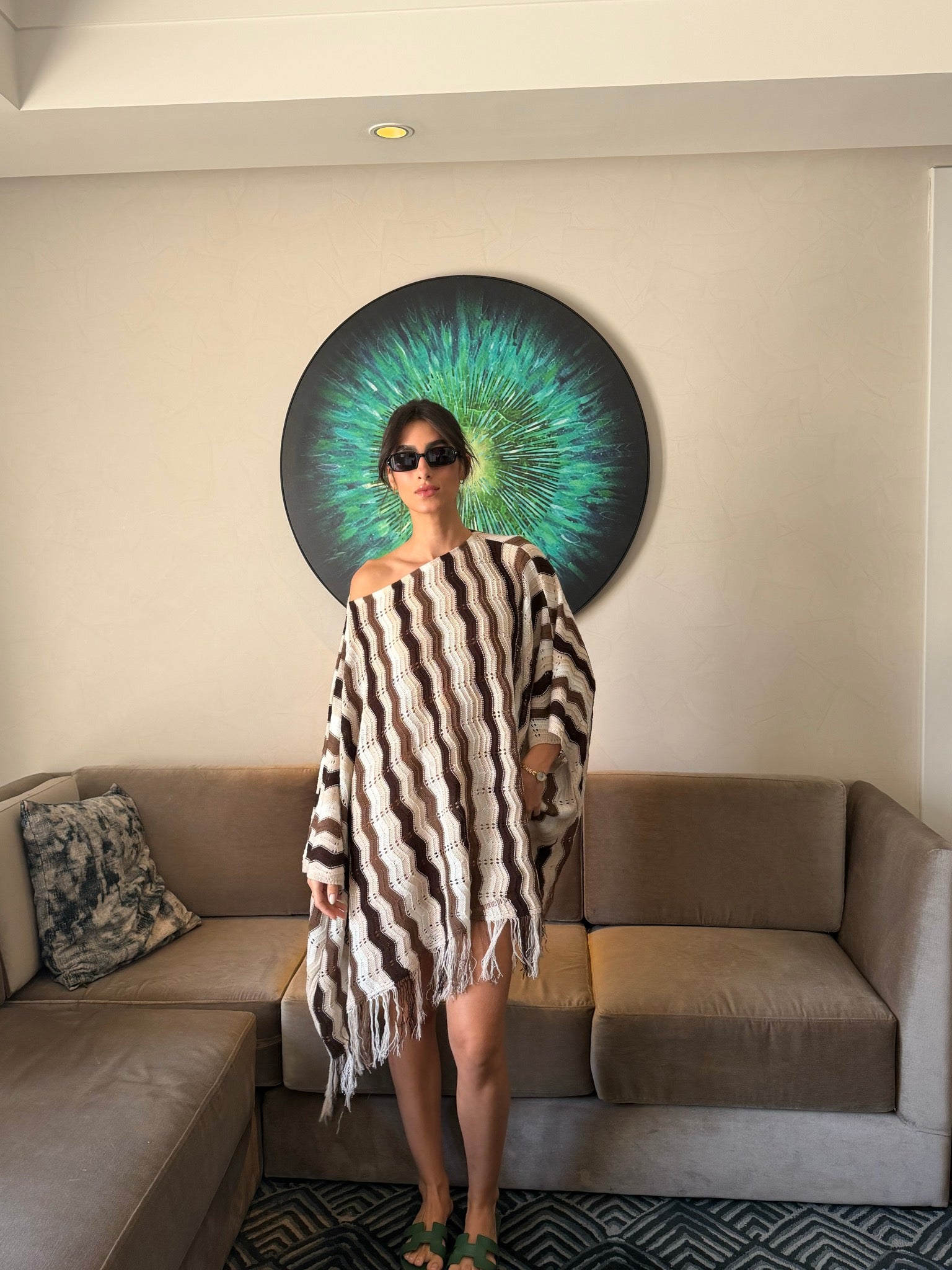 Wiggly Waves cape in creme