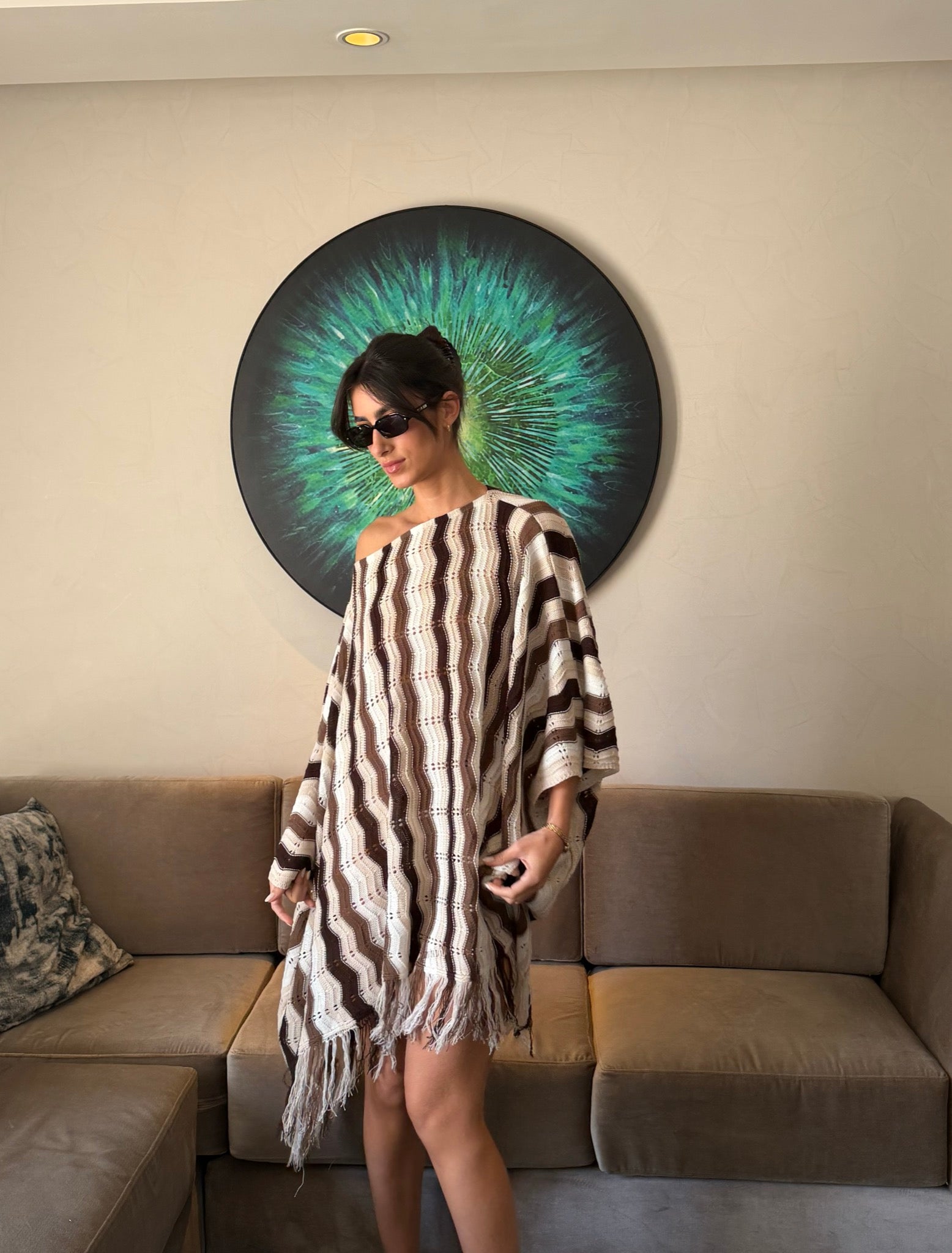 Wiggly Waves cape in creme