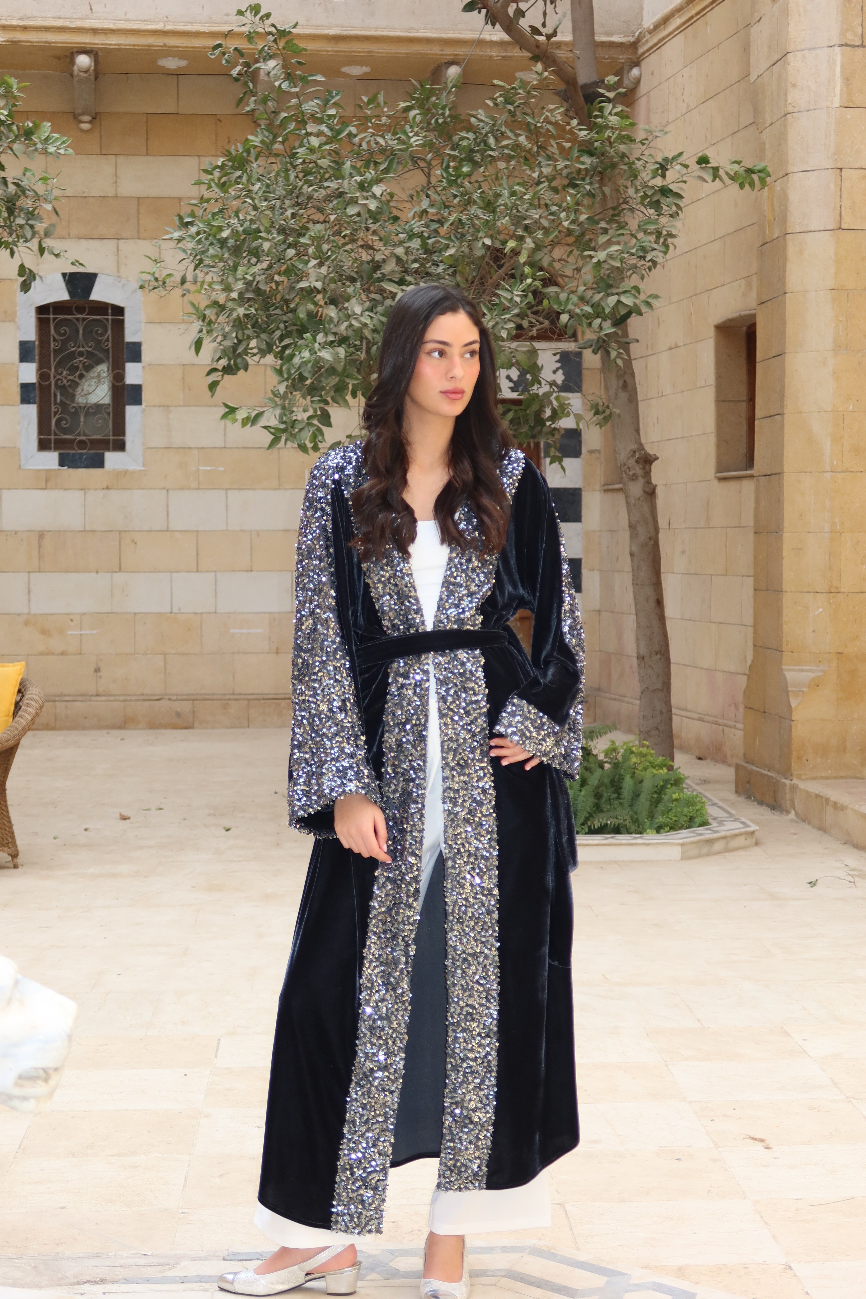 Grey Dawn Velvet Kaftan