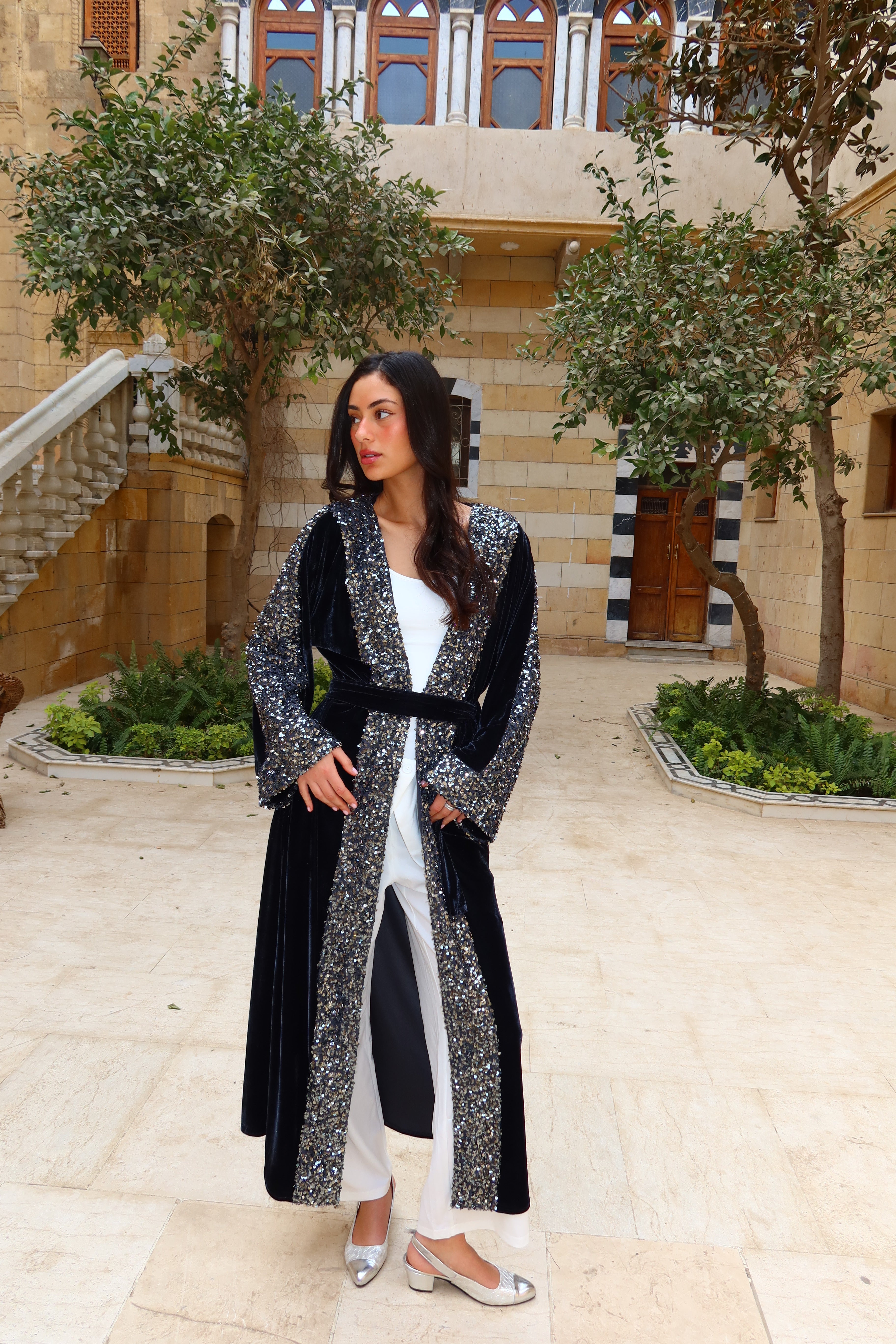 Grey Dawn Velvet Kaftan