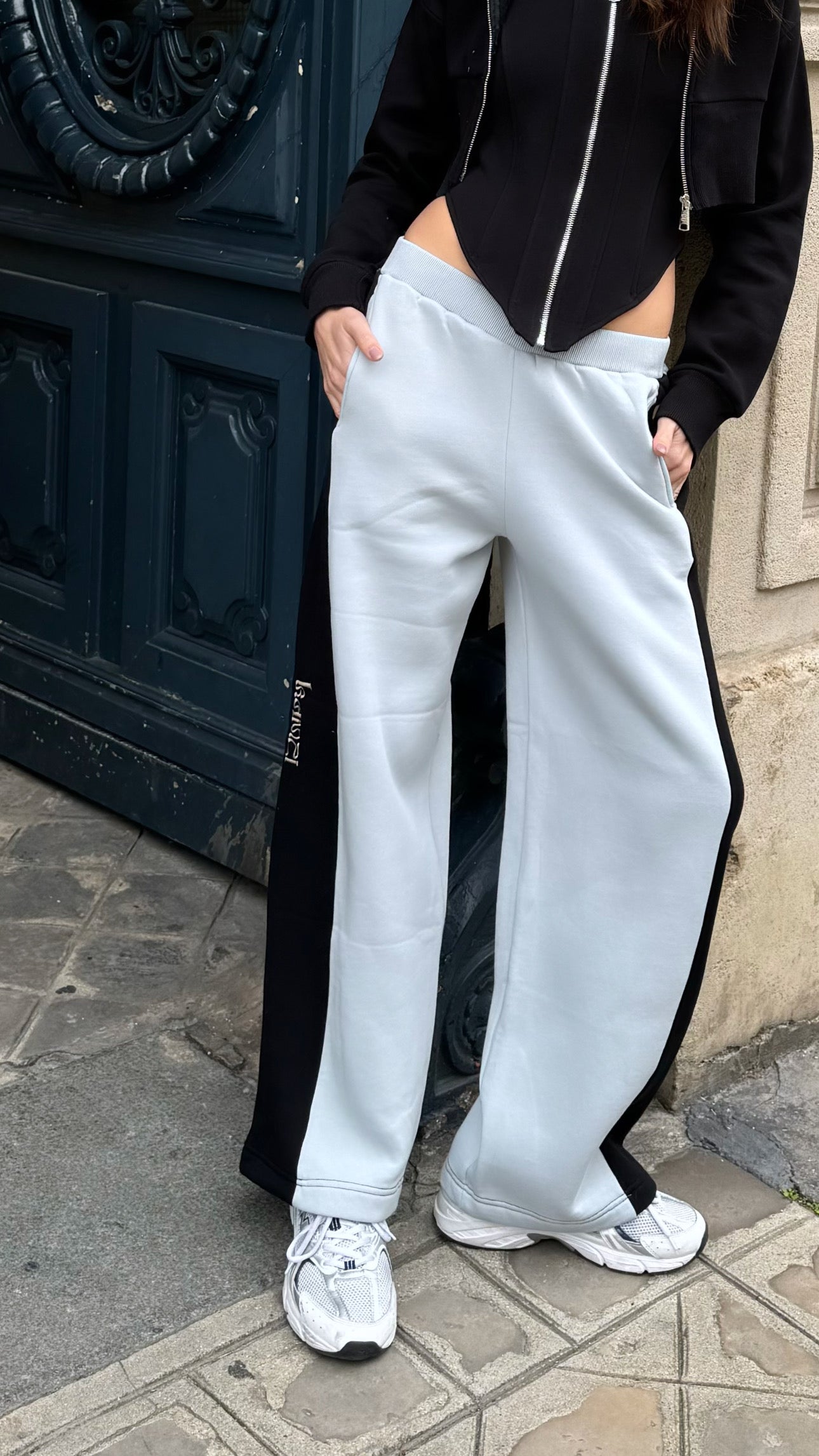 ice grey wide leg
