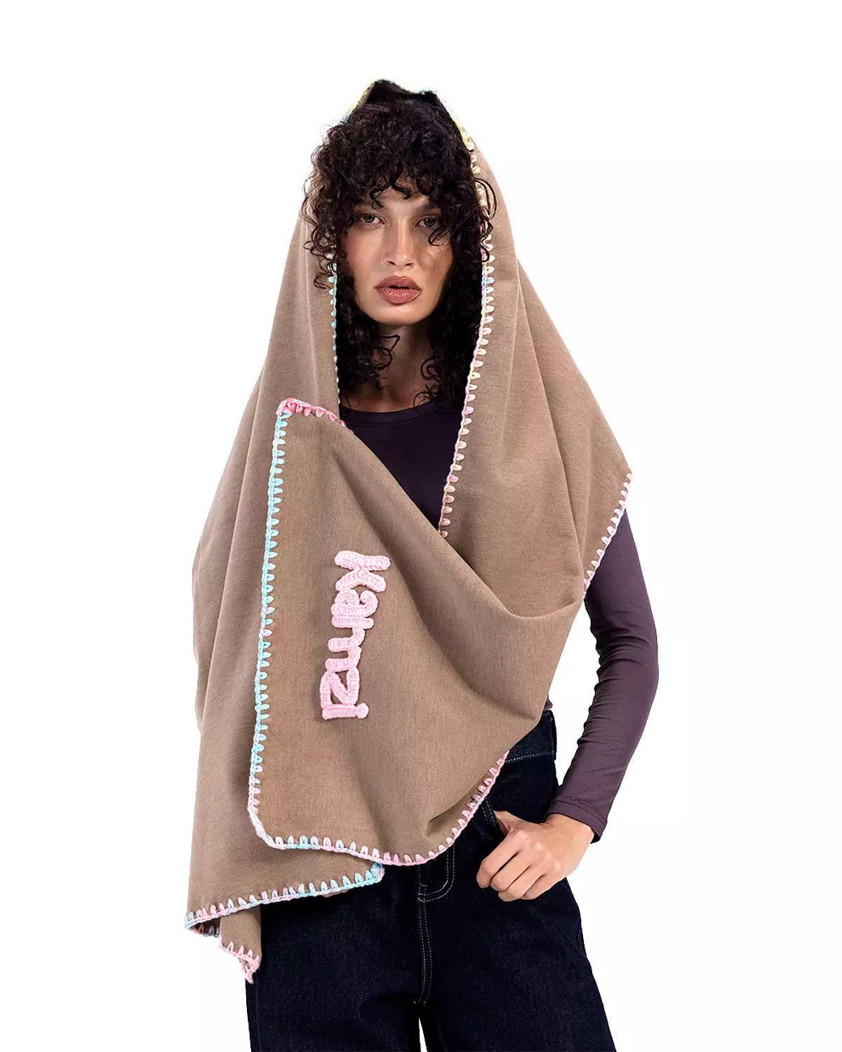 light brown woven scarf