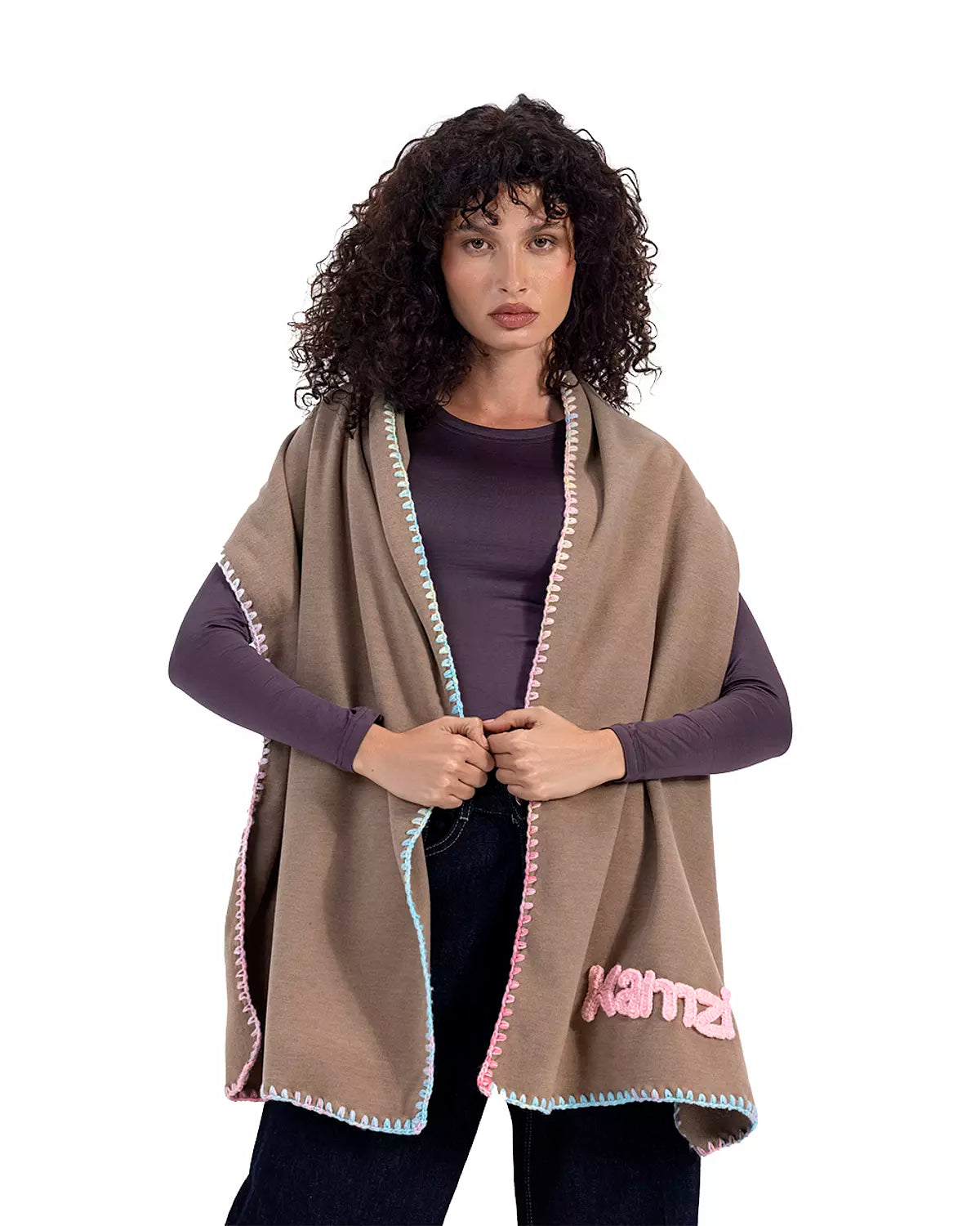 light brown woven scarf