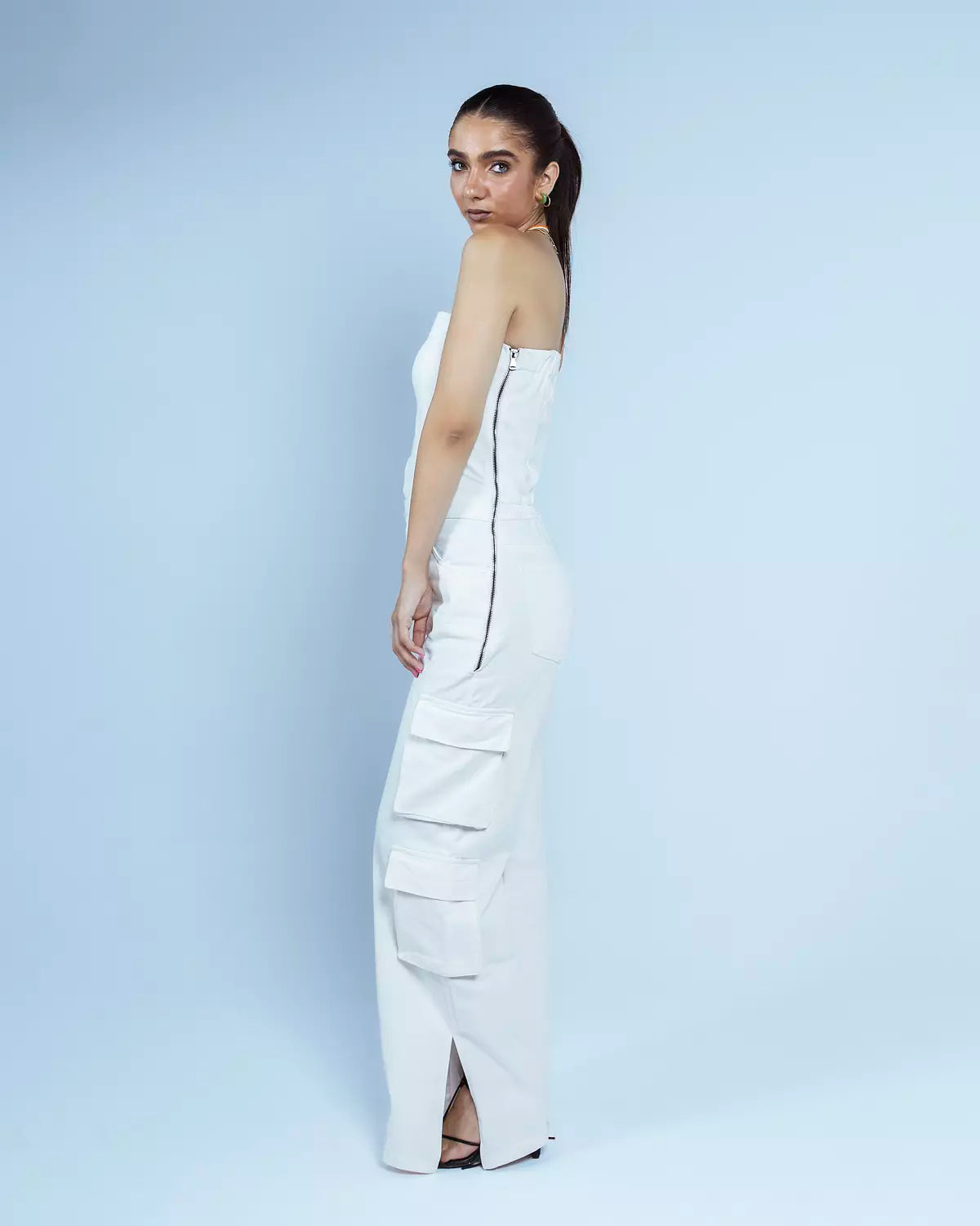 white bandeau jumpsuit