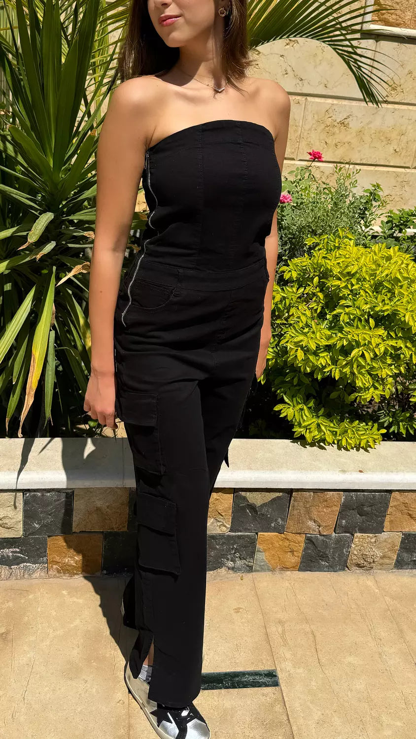 black bandeau jumpsuit
