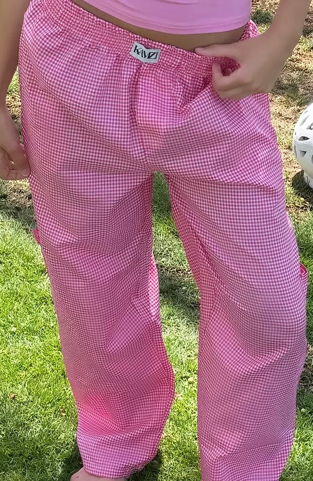 baby pink gingham pants