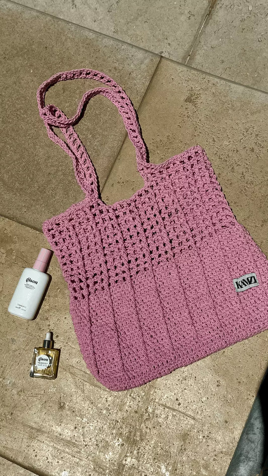 baby pink corchet bag