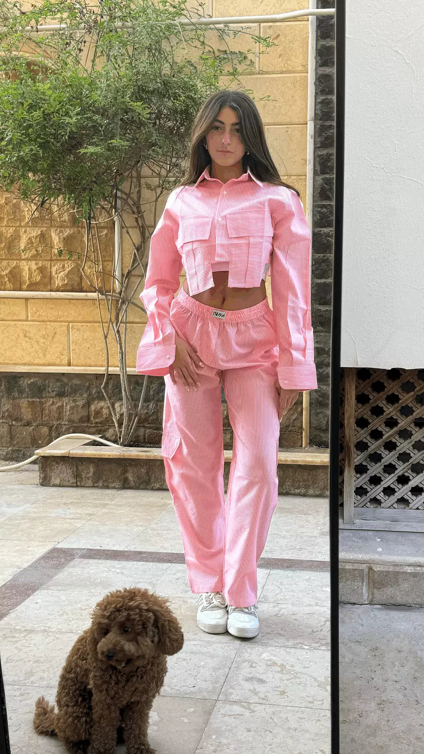 pink striped pants