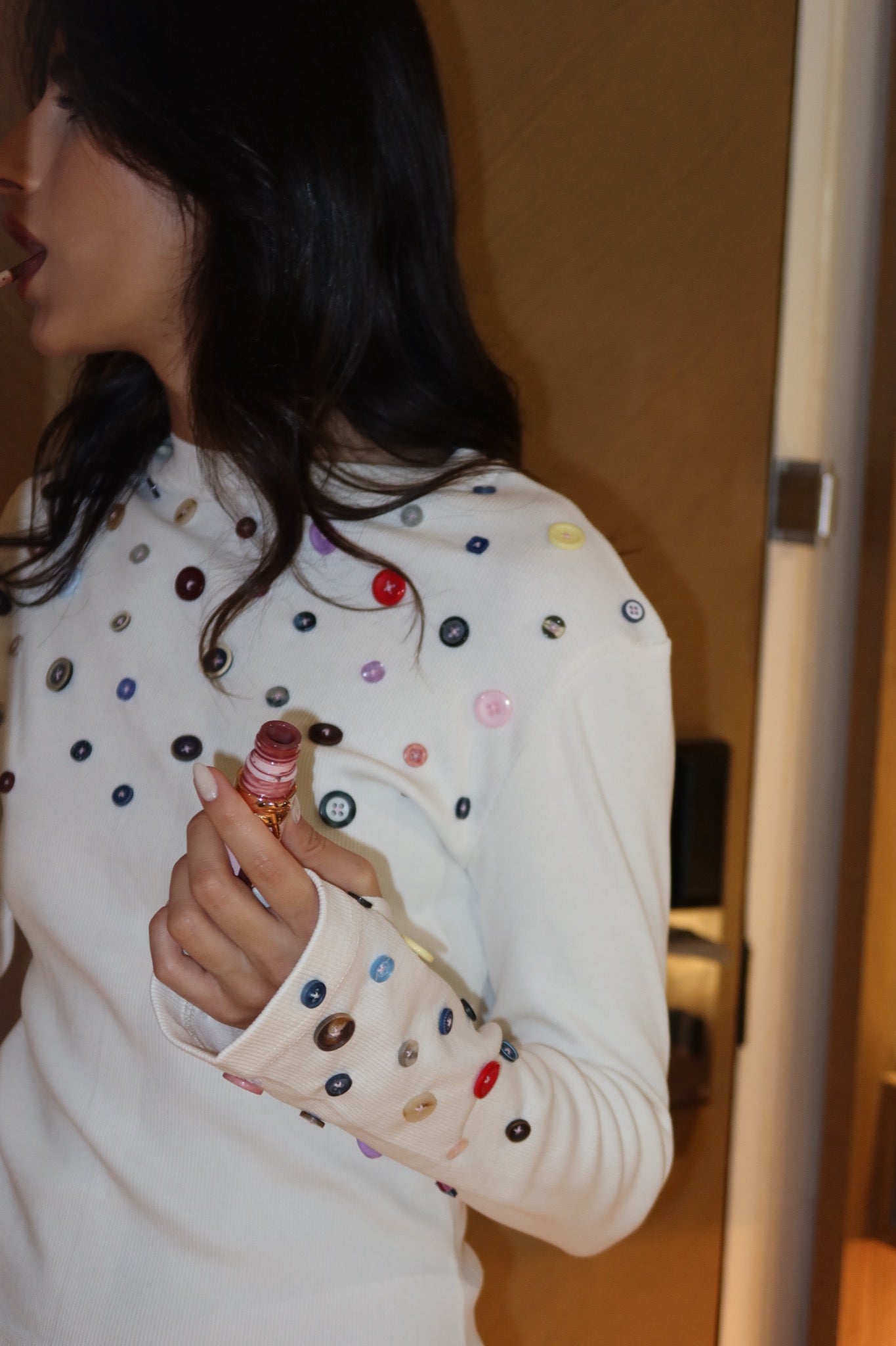 Button Embellished long sleeve top