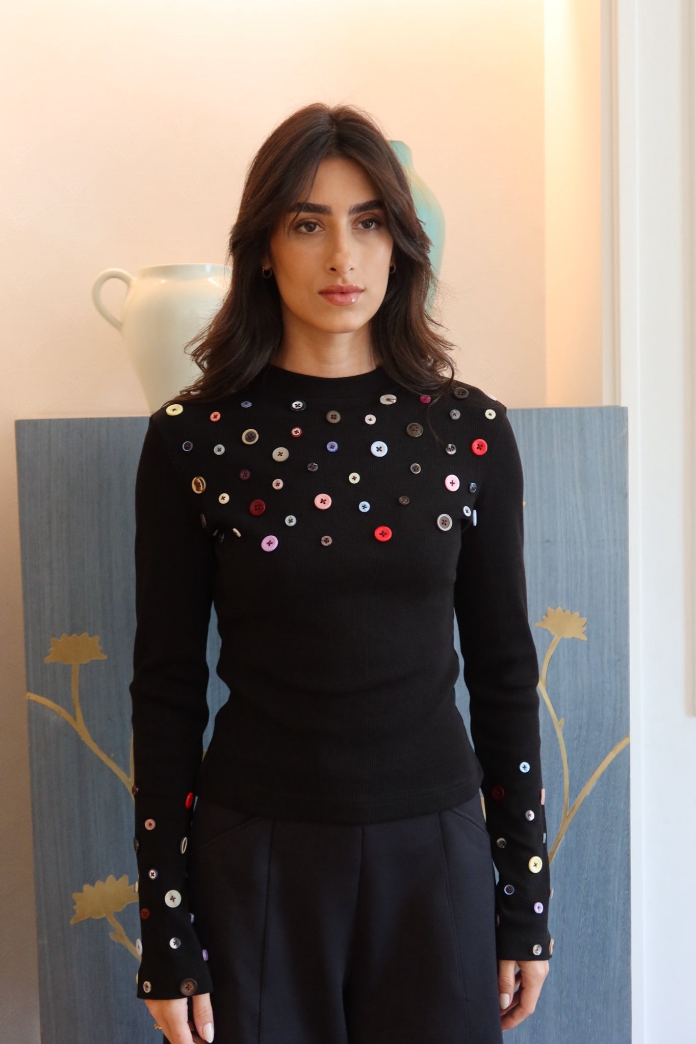Button Embellished long sleeve top