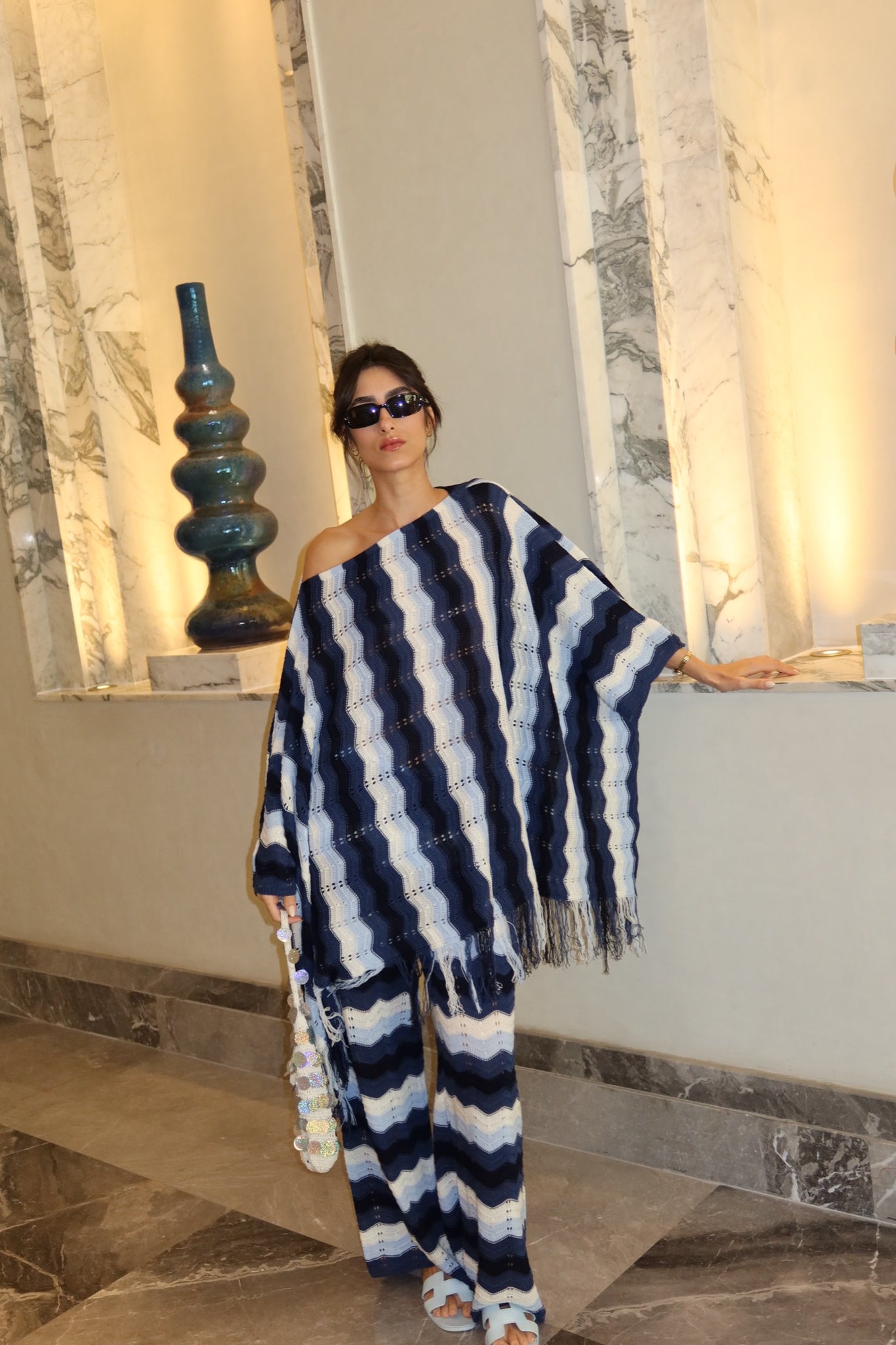 Wiggly Waves Set in navy
