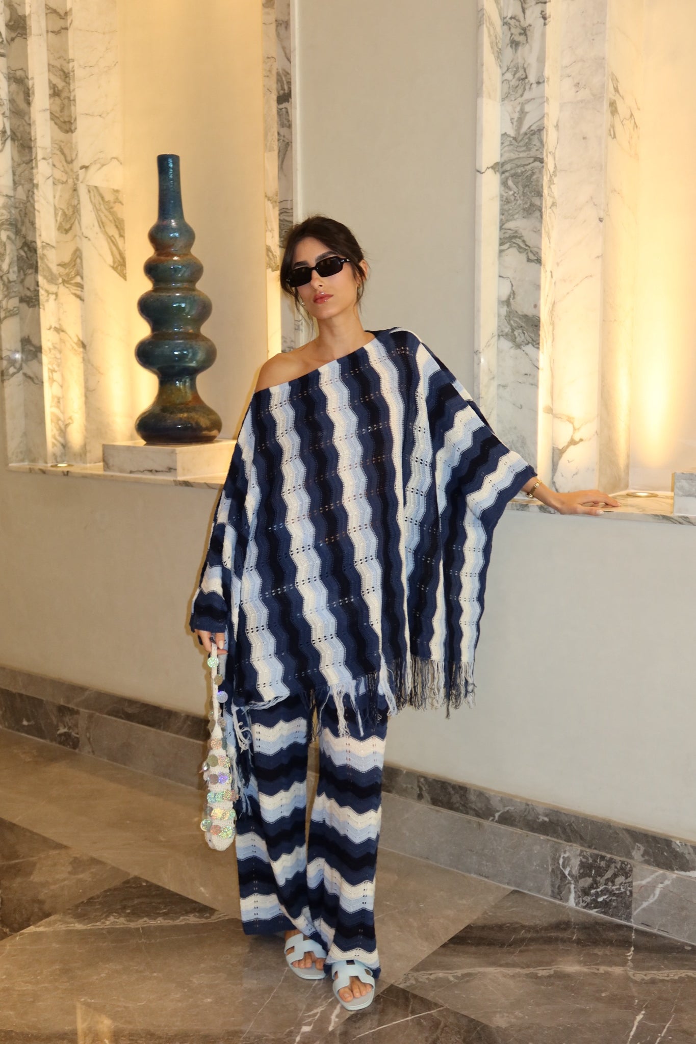 Wiggly Waves Set in navy