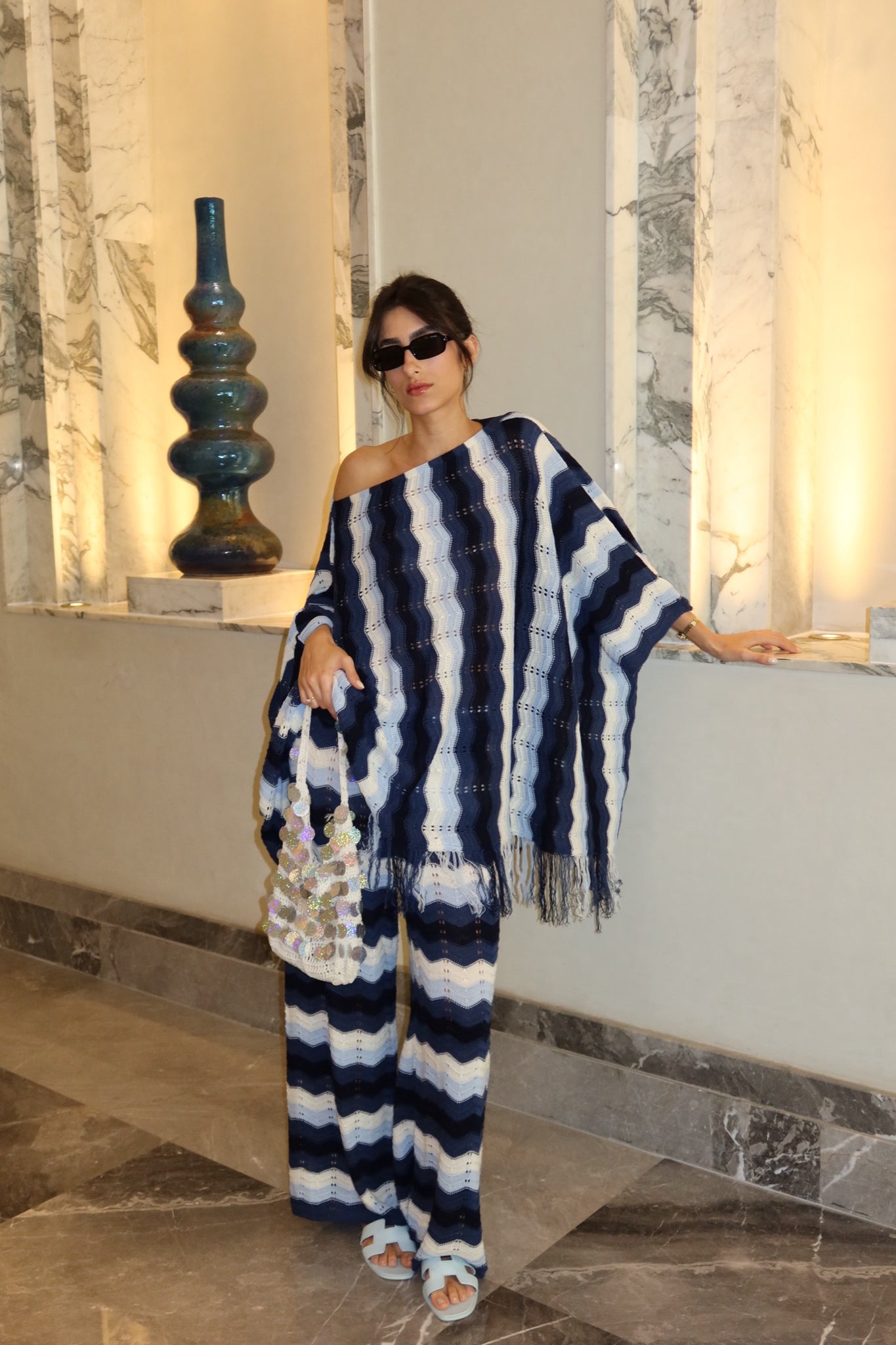 Wiggly Waves Set in navy