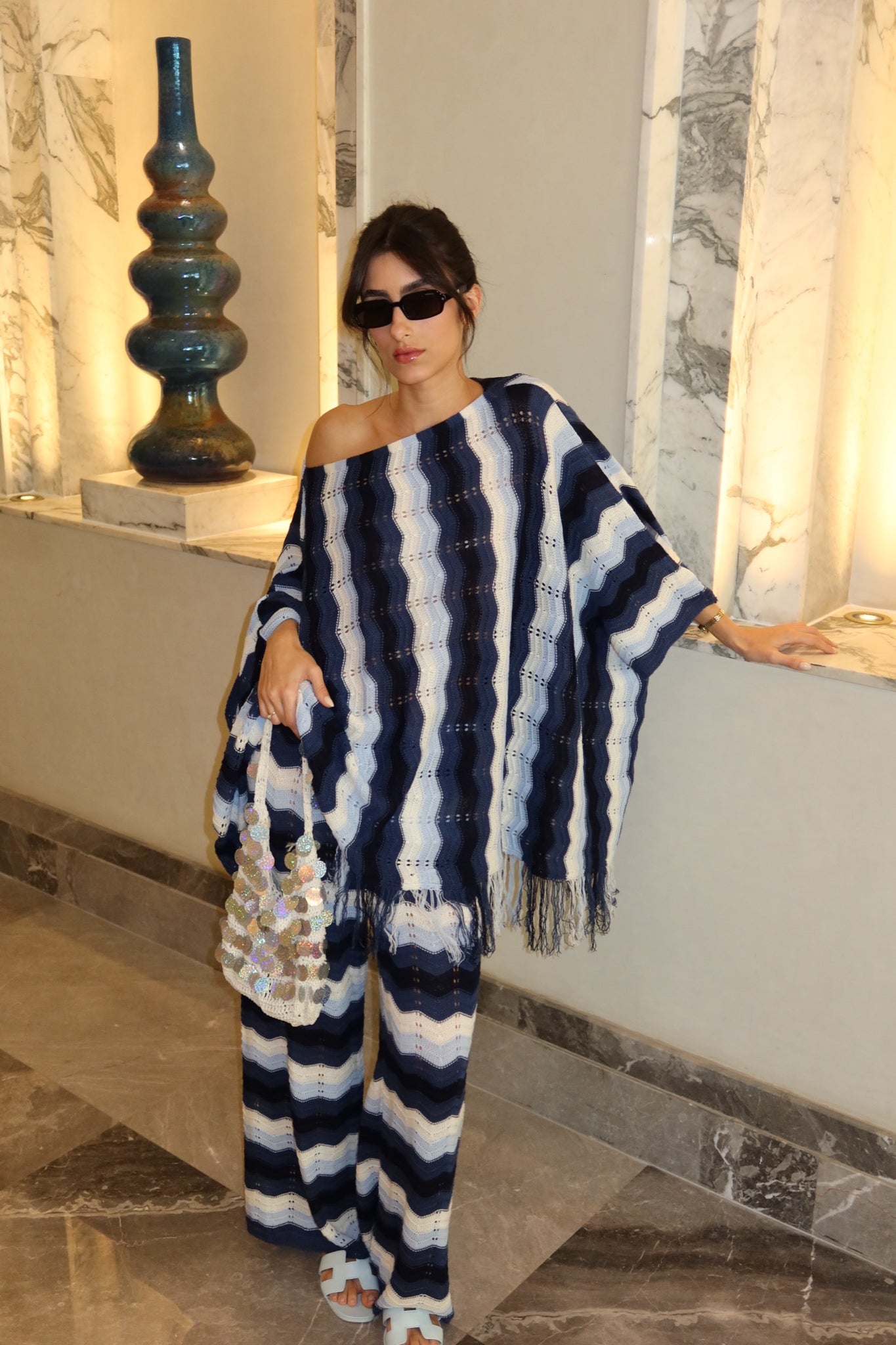 Wiggly Waves Set in navy