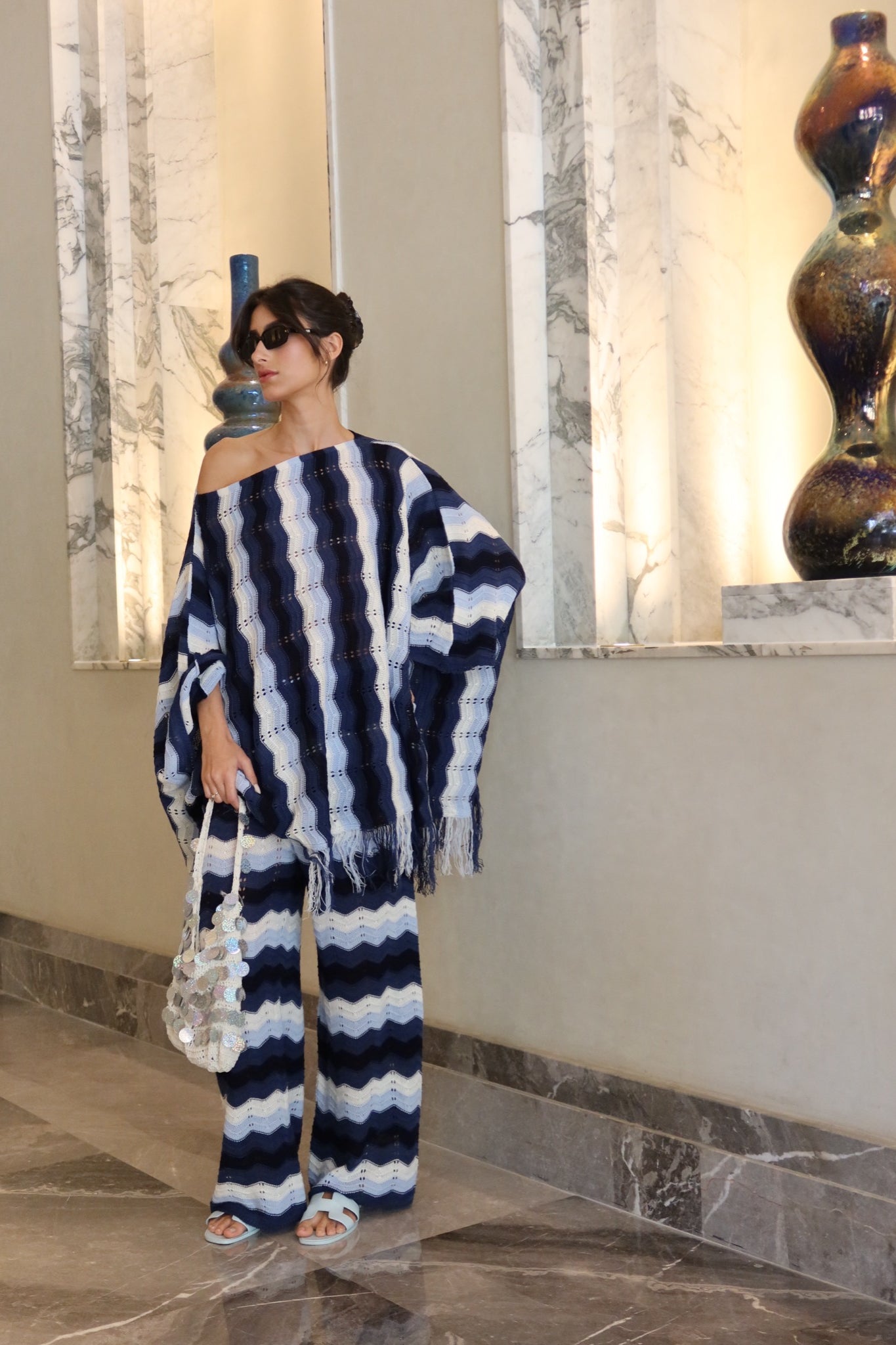 Wiggly Waves Set in navy