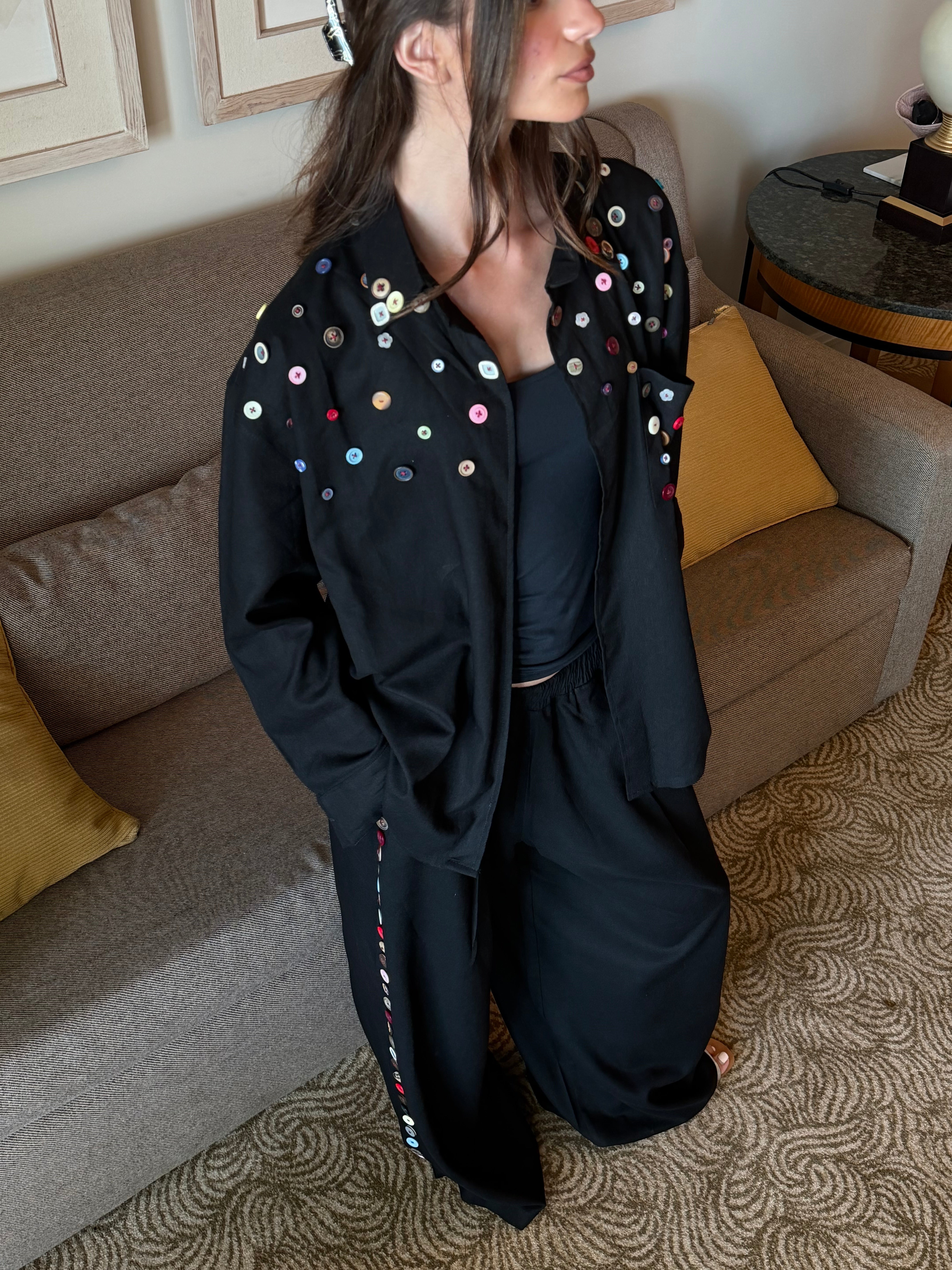Button Extension In Pants And Vest Set