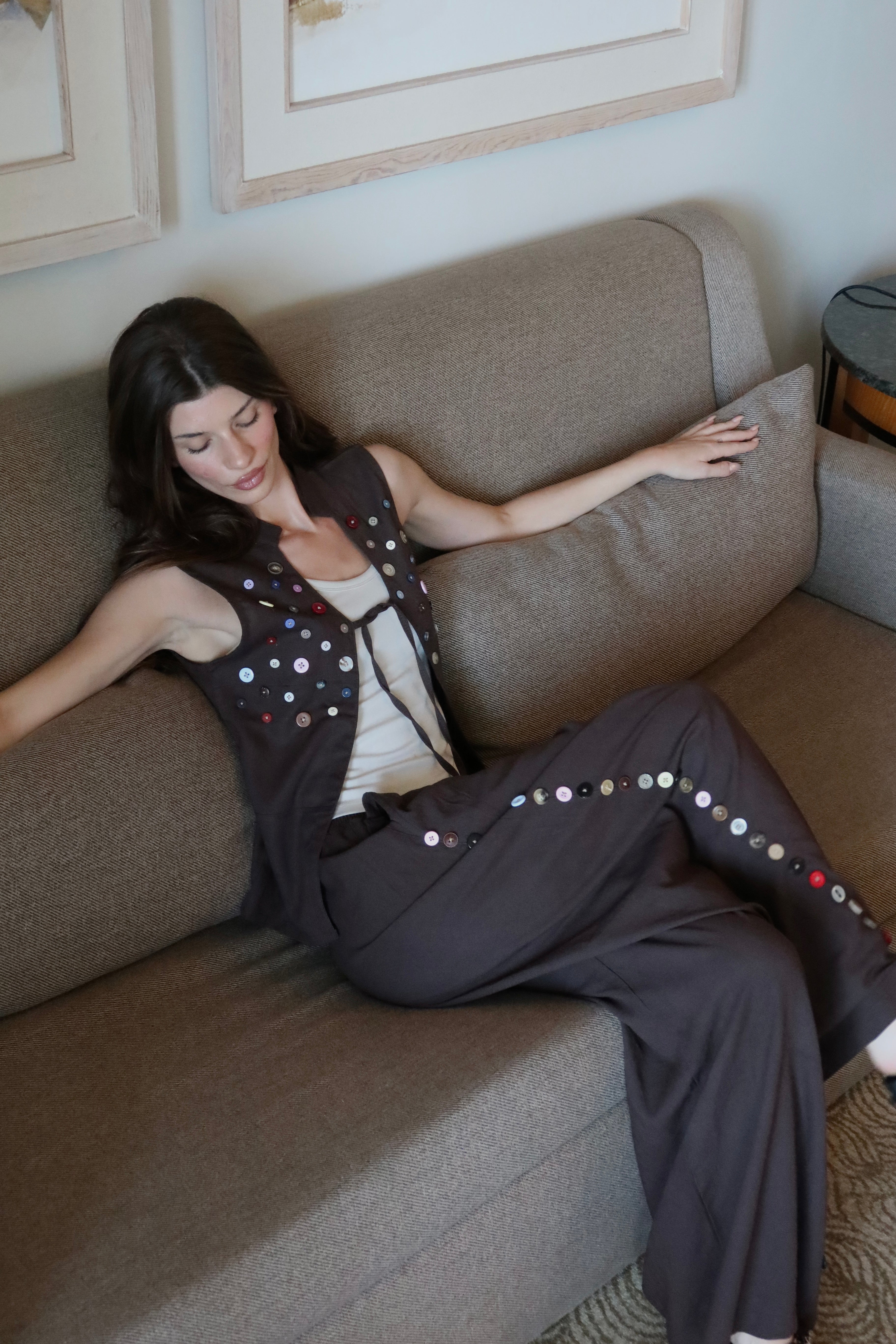 Button Extension In Pants And Chemise Set