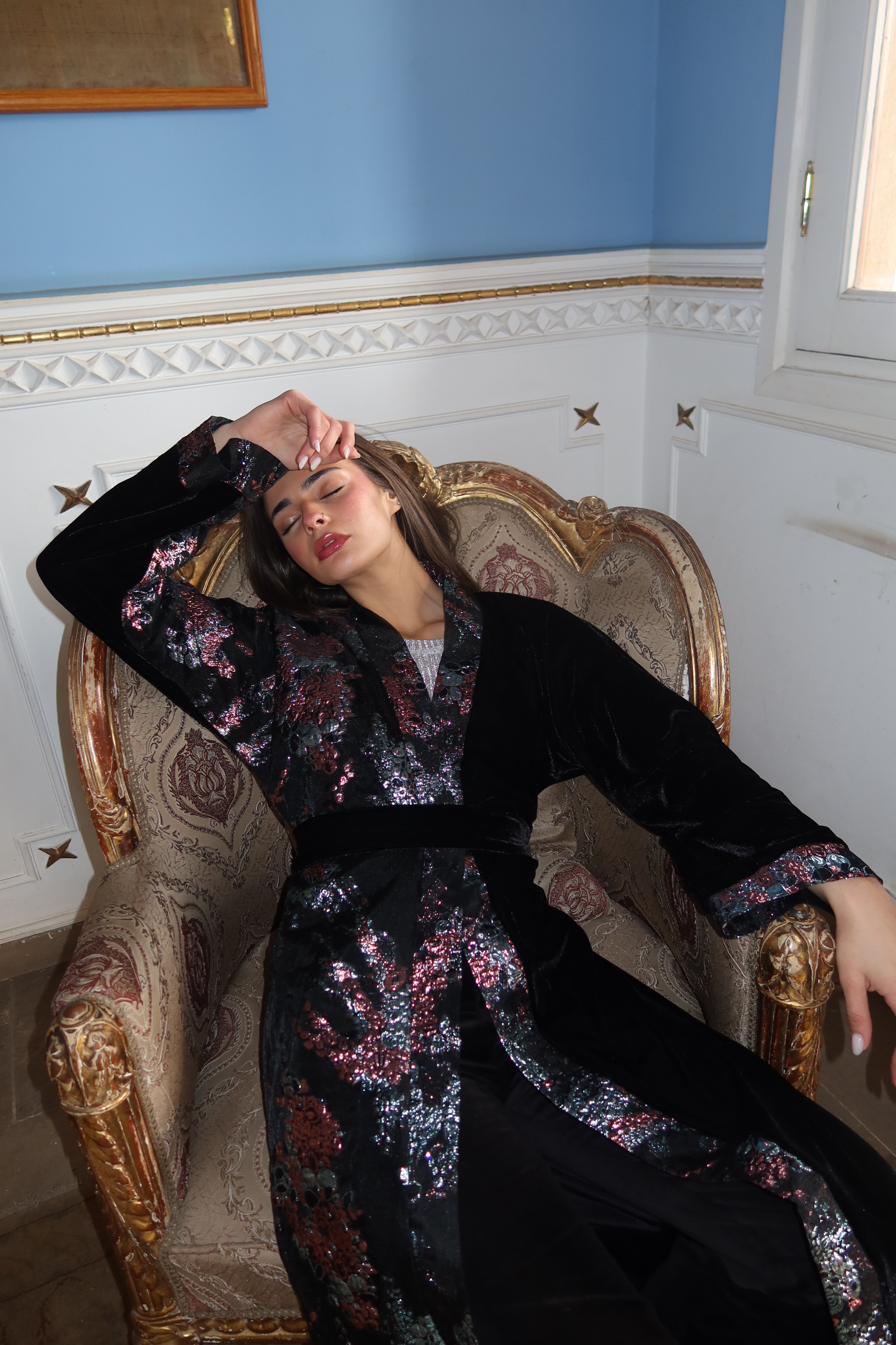 Nocturne Bloom Velvet Kaftan