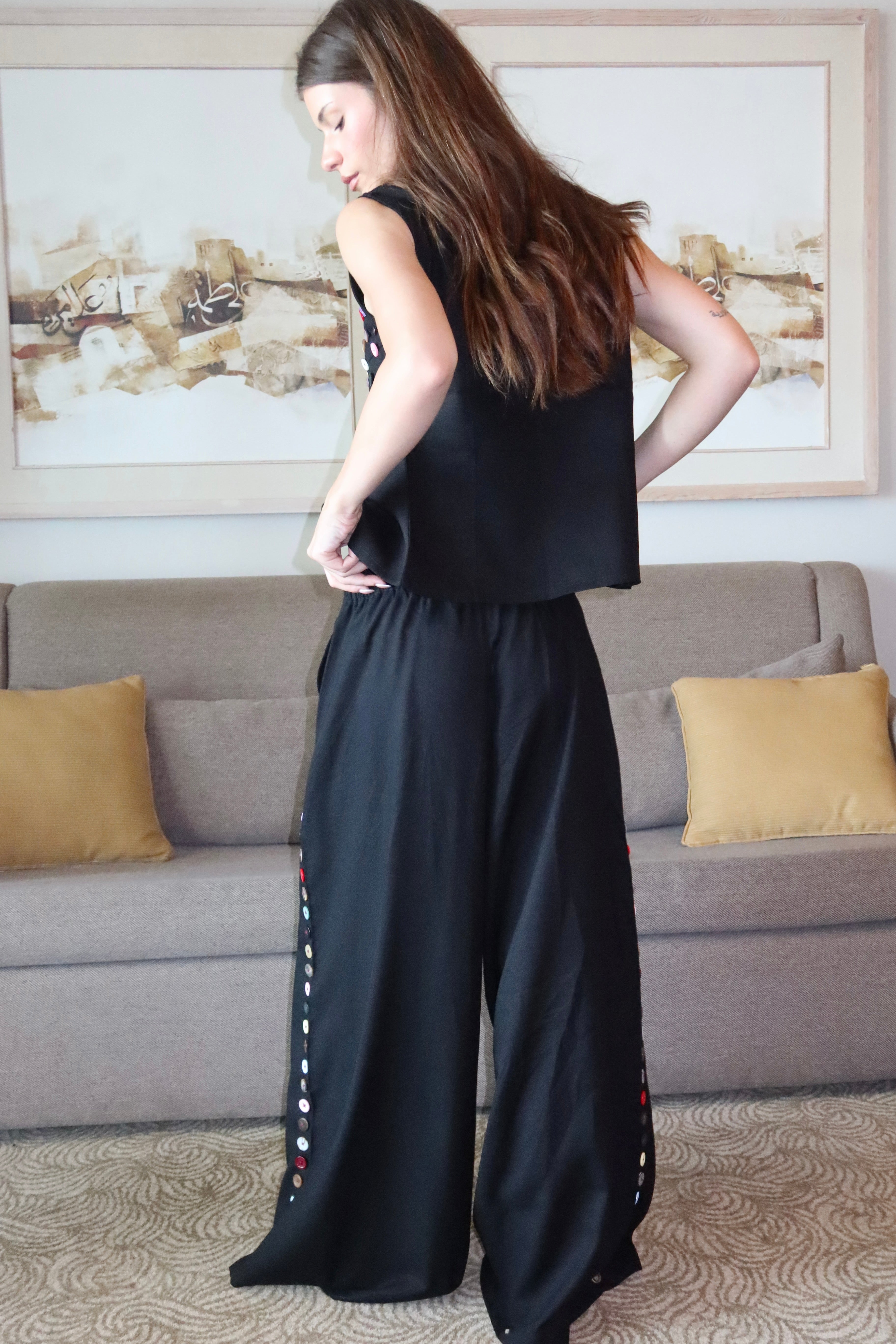 Button Extension In Pants And Chemise Set