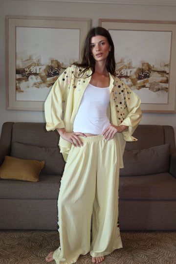Button Extension In Pants And Chemise Set