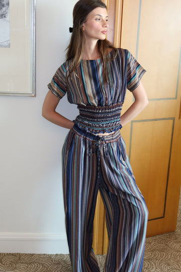 On The Go Striped Top in brown