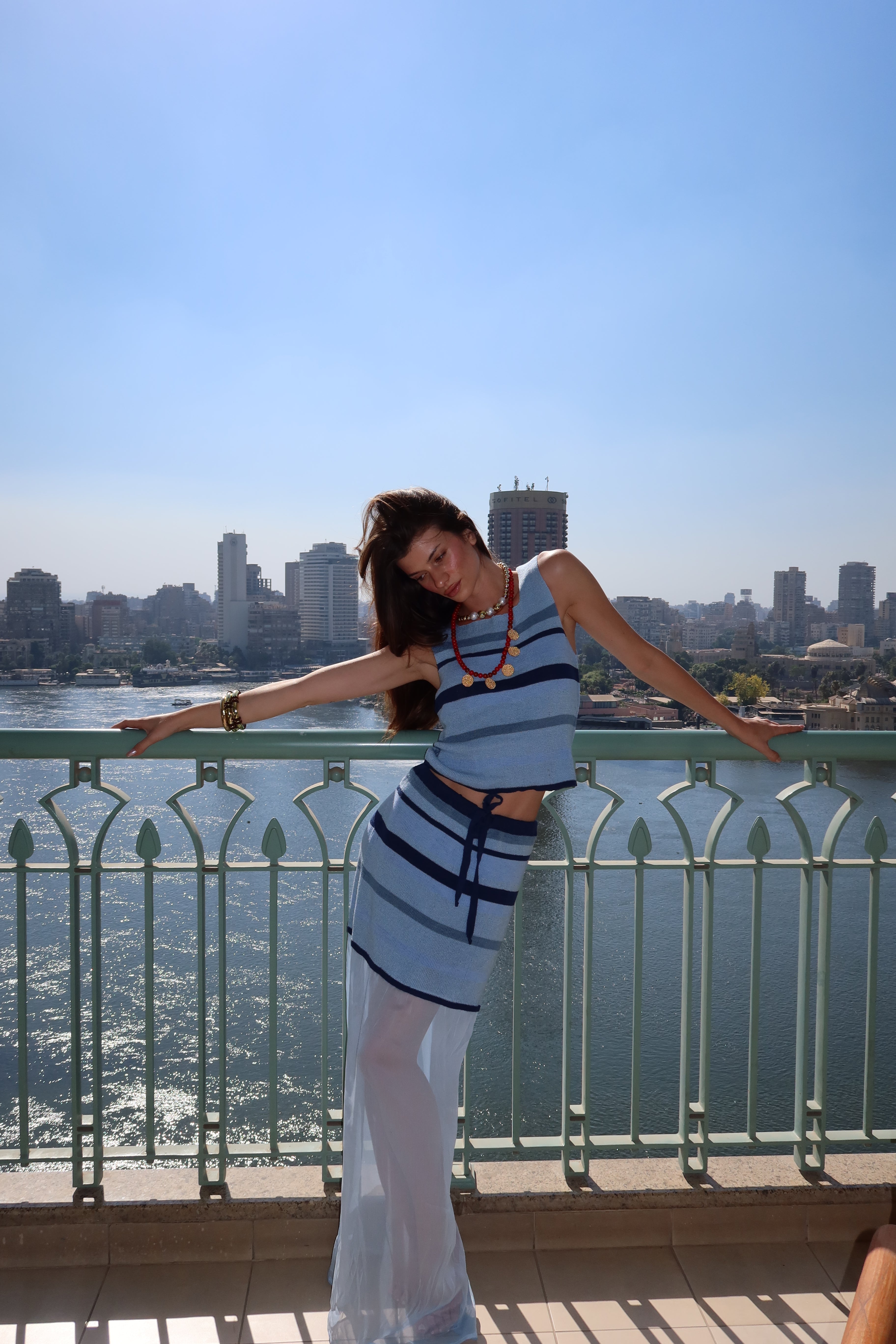 Blue Striped Knit Set