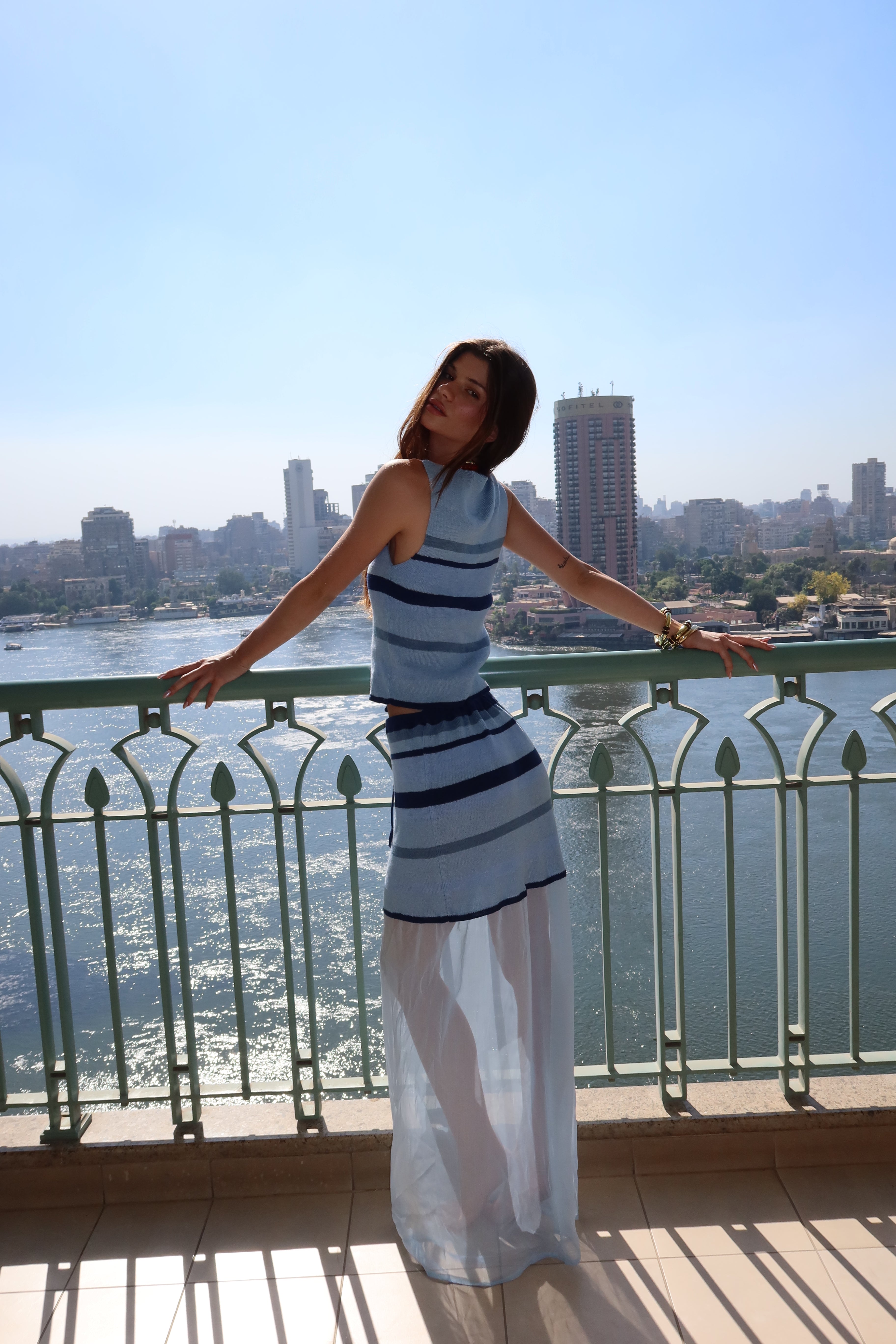 Blue Striped Knit Set