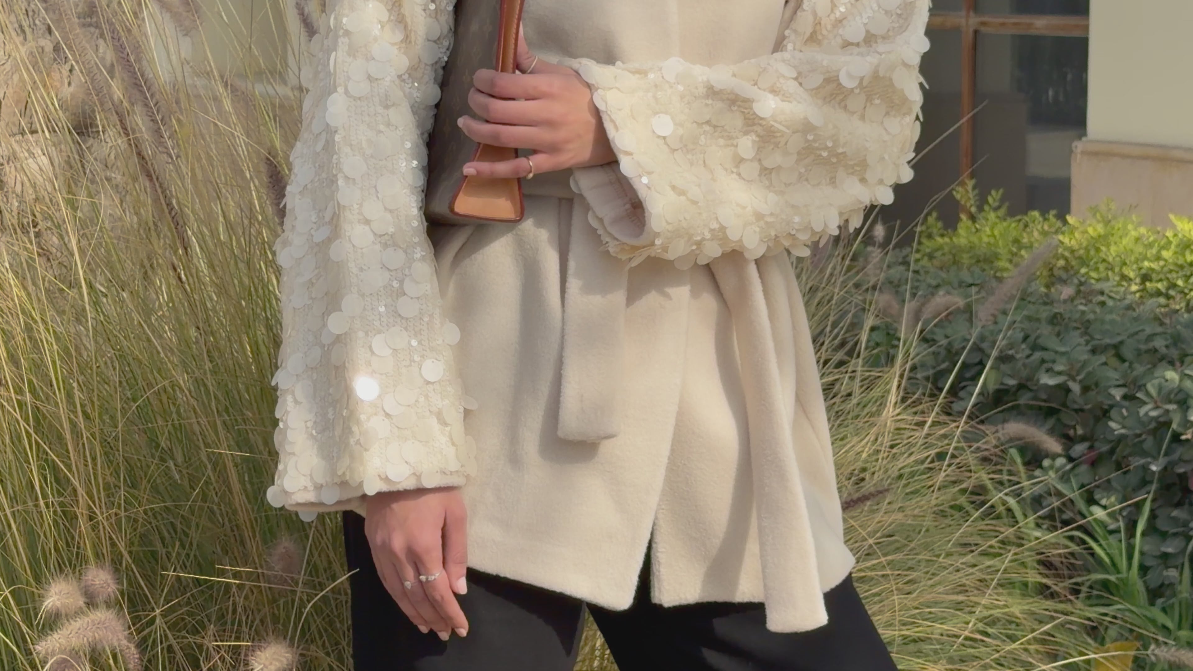 Moonlight Sparkle Cardigan In Beige