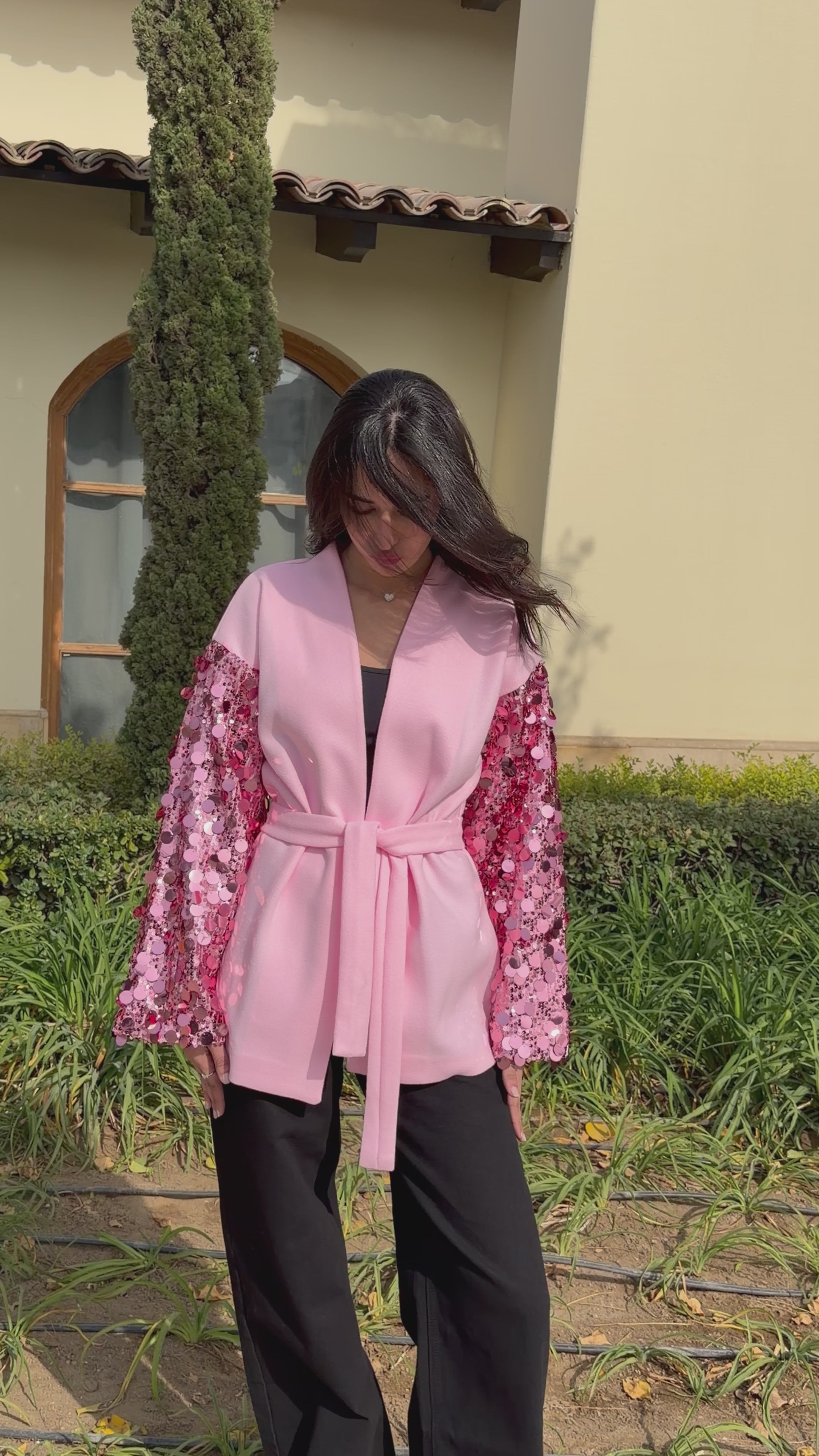 Moonlight Sparkle Cardigan In Pink