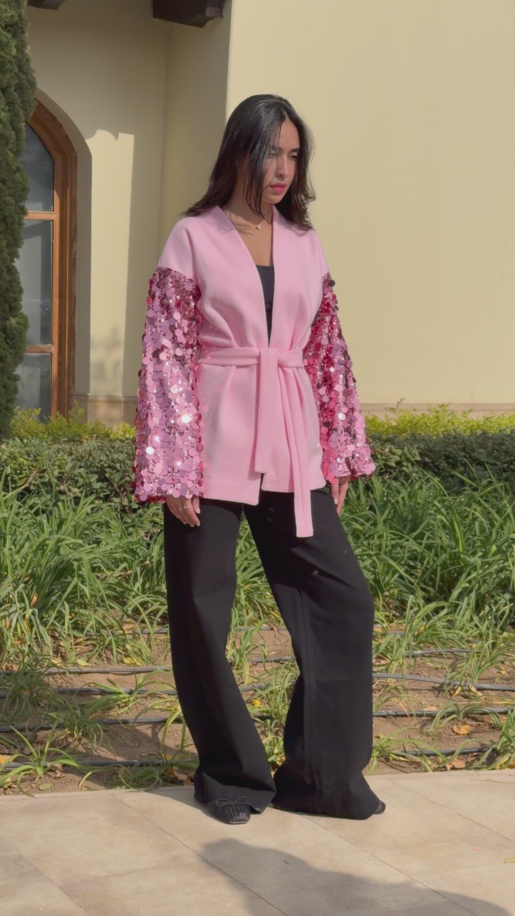 Moonlight Sparkle Cardigan In Pink